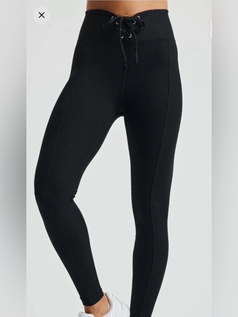 Year of Ours Football Ribbed Black Drawstring Leggings